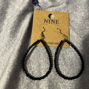 Tear drop black bead earrings